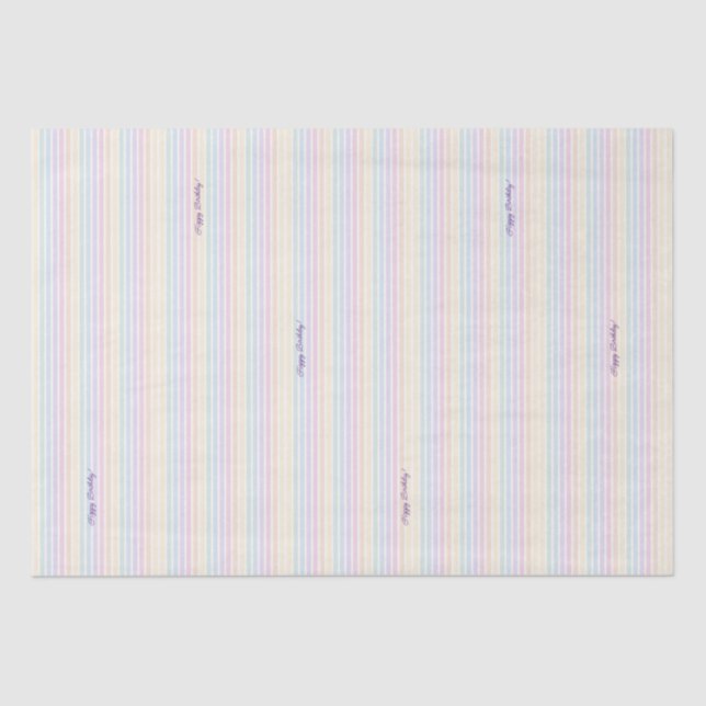 Papier Mousseline Aquarelle Pastel Rainbow Stripe (Recto)