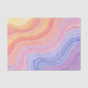 Papier Mousseline Aquarelle Pastel Rainbow Wavy Texture