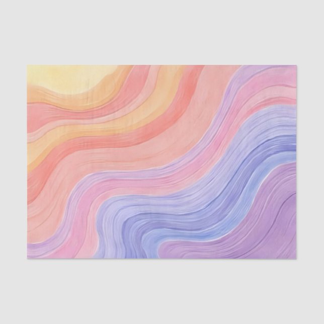 Papier Mousseline Aquarelle Pastel Rainbow Wavy Texture (Recto)