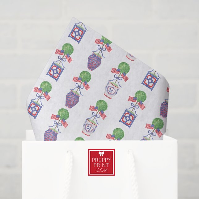 Papier Mousseline Aquarelle Patriotique American Flag Topiary (Créateur téléchargé)