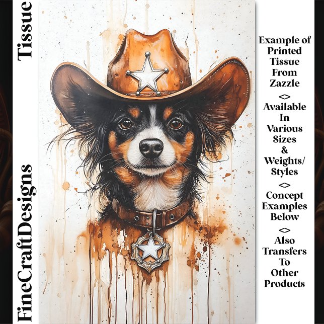 Papier Mousseline Aquarelle Petit Chien Sheriff Sheriff Chien DP3 Dé (Créateur téléchargé)
