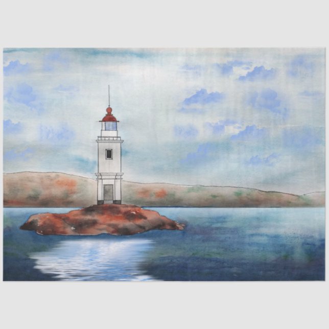 Papier Mousseline Aquarelle phare 20x30 Découpage (Recto)