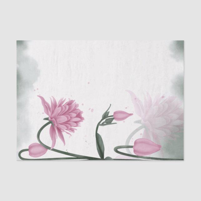 Papier Mousseline Aquarelle Pink Flower Floral Decoupage (Recto)