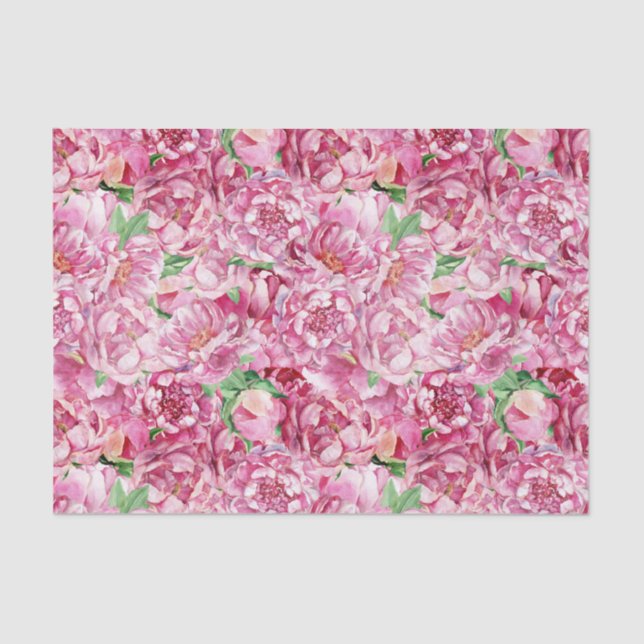 Papier Mousseline Aquarelle Pink Peonies (Recto)