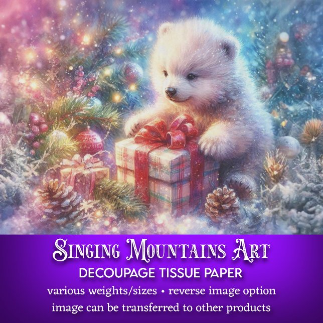 Papier Mousseline Aquarelle Polar Ours cadeau de Noël Découpage (Créateur téléchargé)