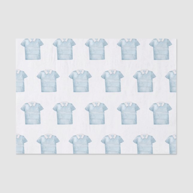 Papier Mousseline Aquarelle Preppy Blue Monogram Golf Polo Shirt (Recto)