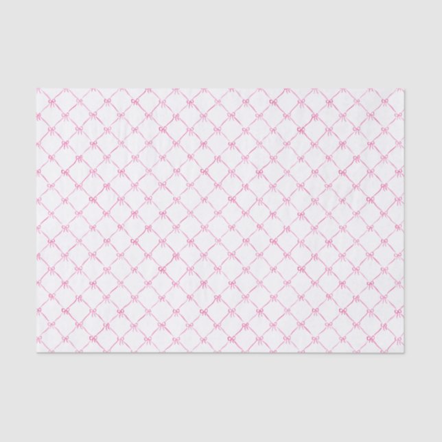 Papier Mousseline Aquarelle Preppy Pink Ribbon Bow Motif (Recto)