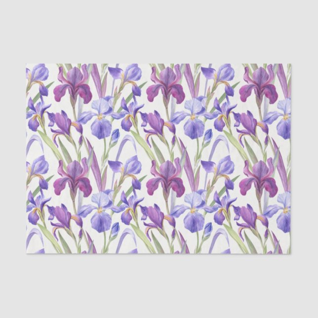 Papier Mousseline Aquarelle Purple Iris Fleurs (Recto)