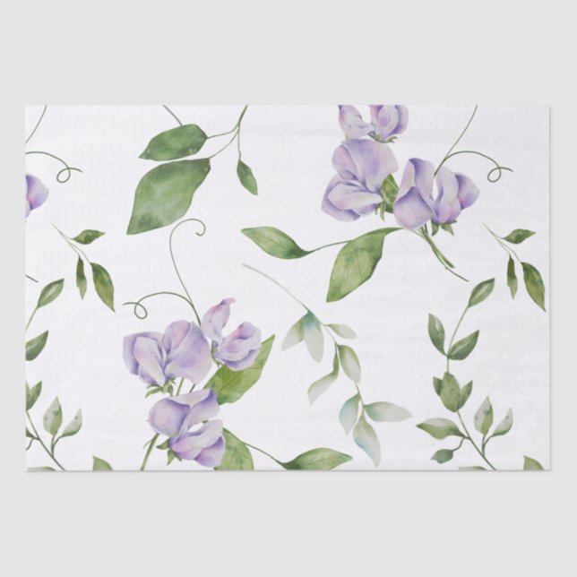 Papier Mousseline Aquarelle Purple Pois Doux Fleurs (Recto)