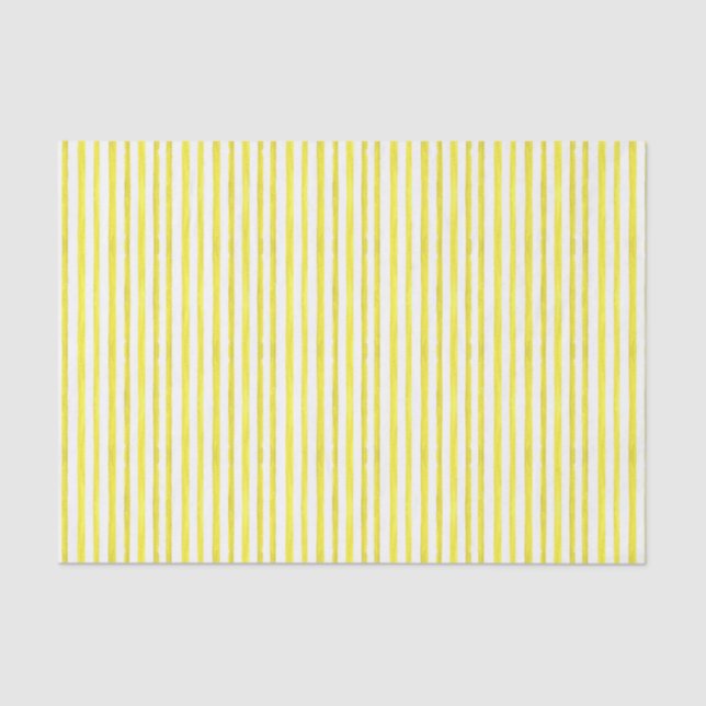 Papier Mousseline Aquarelle Rayures jaune et blanc (Recto)