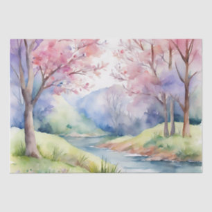 Papier Mousseline Aquarelle Ressort paysage naturel