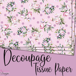 Papier Mousseline Aquarelle romantique Peonies roses points motif