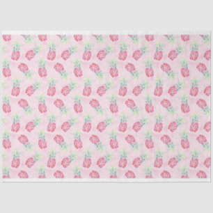 Papier Mousseline Aquarelle rose ananas Tissu et papier artisanal