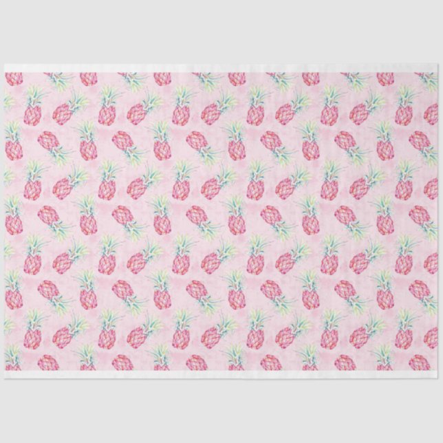 Papier Mousseline Aquarelle rose ananas Tissu et papier artisanal (Recto)