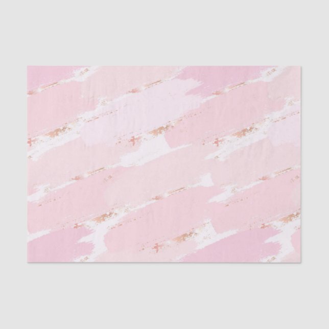 Papier Mousseline Aquarelle rose brosse avec huile or Rose (Recto)
