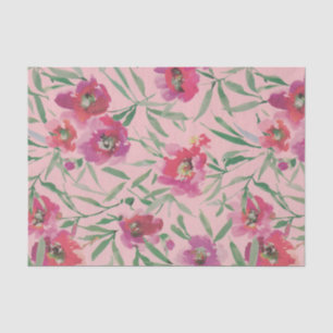 Papier Mousseline Aquarelle rose Collage floral de Fleurs