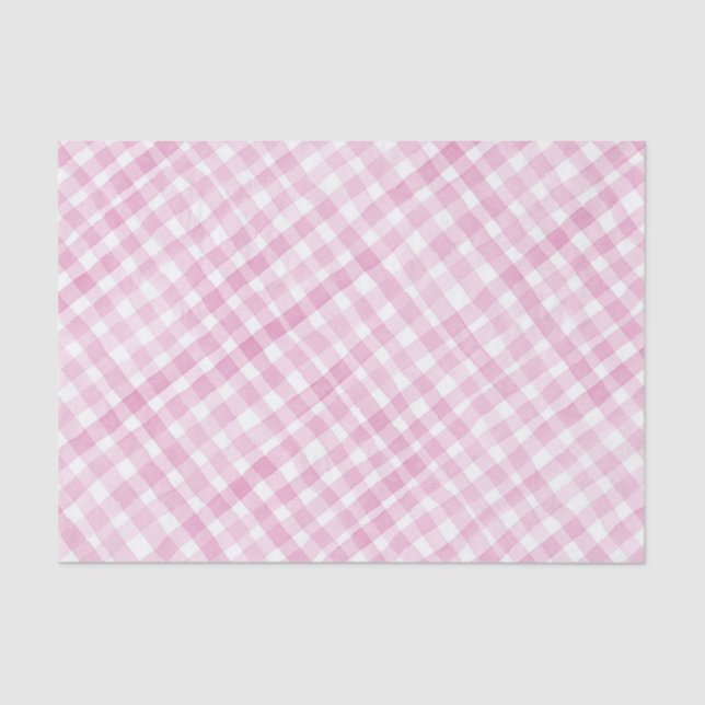 Papier Mousseline Aquarelle rose En vichy Papier Tissu (Recto)