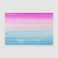 Aquarelle rose et bleu Ombre | Joyeux anniversaire