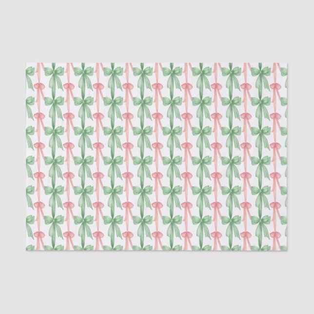 Papier Mousseline Aquarelle Rose et Vert Coquette Vaches (Recto)
