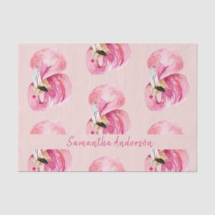 Papier Mousseline Aquarelle rose exotique Flamingo Motif et nom