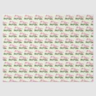 Papier Mousseline Aquarelle rose japonais anémone illustration