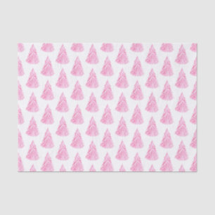 Papier Mousseline Aquarelle rose kitsch Motif d'arbre de Noël