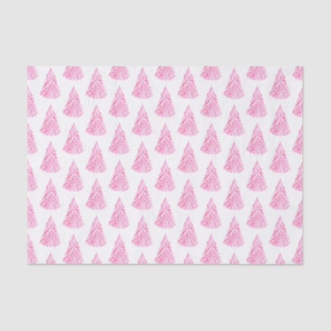Papier Mousseline Aquarelle rose kitsch Motif d'arbre de Noël (Recto)