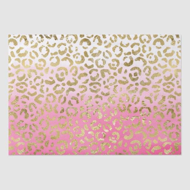 Papier Mousseline Aquarelle rose léopard d'or (Recto)