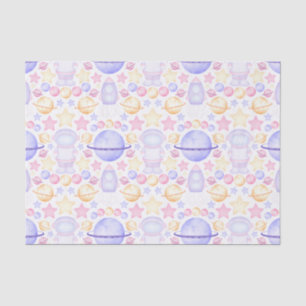 Papier Mousseline Aquarelle rose mignonne Astronautes de l'espace An