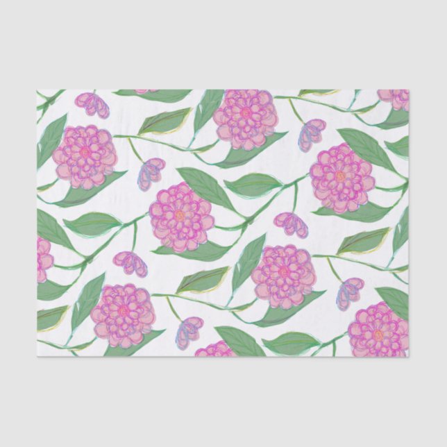Papier Mousseline Aquarelle rose mignonne Liberty Motif Floral Fille (Recto)