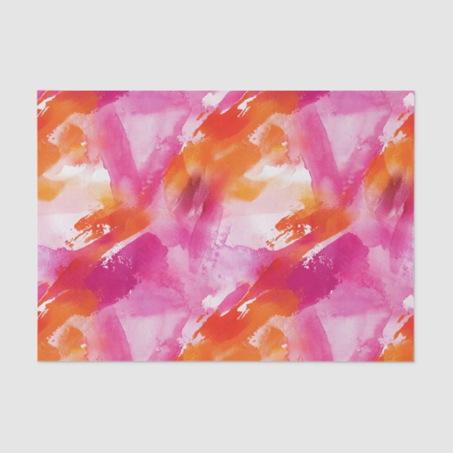Papier Mousseline Aquarelle rose orange Abstrait (Recto)