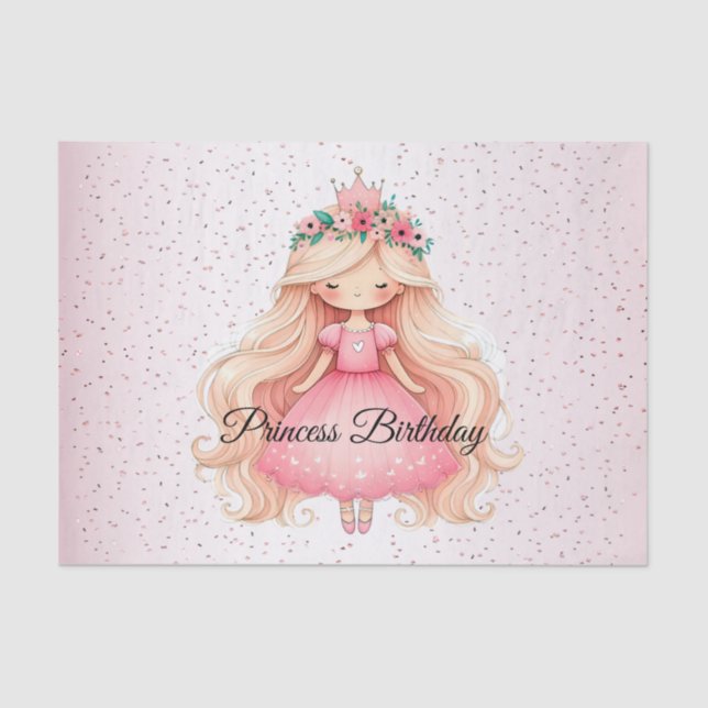 Papier Mousseline Aquarelle rose princesse Anniversaire (Recto)