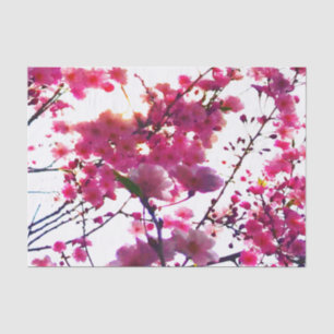 Papier Mousseline Aquarelle rose ressort floral   Arbre à fleurs