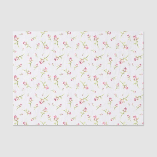 Papier Mousseline Aquarelle rose Roses Rouges Peint à la main (Recto)