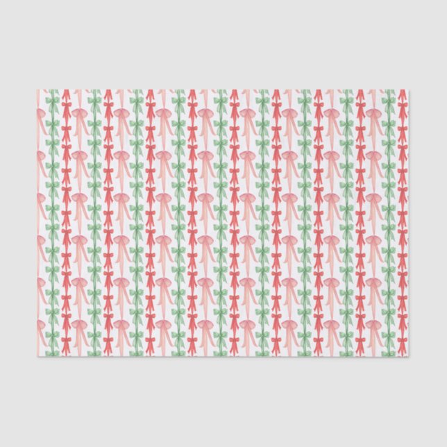 Papier Mousseline Aquarelle Rose, Rouge et Vert Coquette Vaches (Recto)