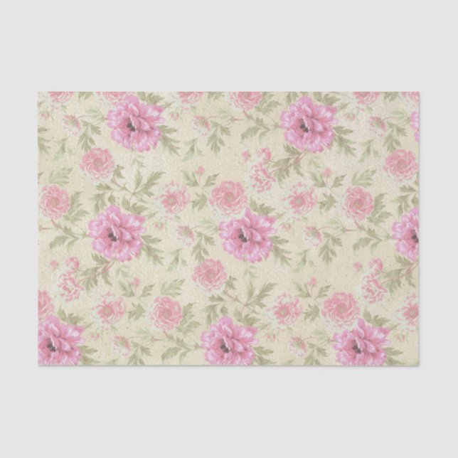 Papier Mousseline Aquarelle rose vintage Floral botanique (Recto)