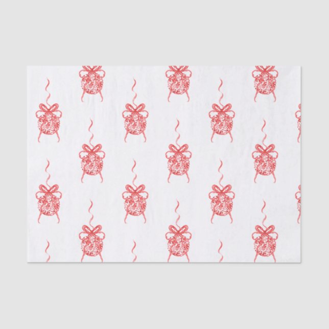 Papier Mousseline Aquarelle Rouge Chinoiserie Ornements Noël (Recto)