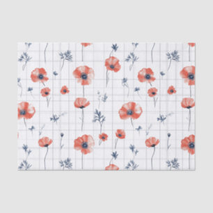 Papier Mousseline Aquarelle rouge Motif sur blanc