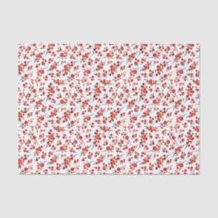 Papier Mousseline Aquarelle Rouge Winterberry Holly Motif de Noël