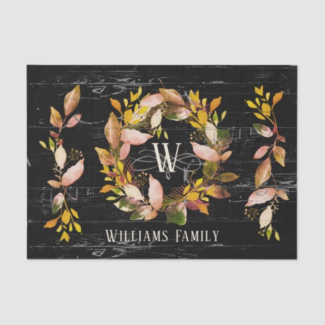 Papier Mousseline Aquarelle rustique Autumn Wreath Family Black (Recto)