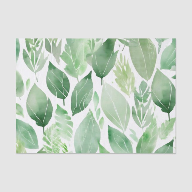 Papier Mousseline Aquarelle Sage Feuille Botanique (Recto)