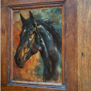 Papier Mousseline Aquarelle Sauvage Cheval Noir Découpage