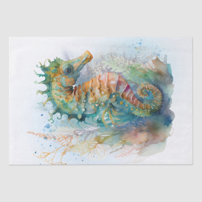 Papier Mousseline Aquarelle Sea Horse (Recto)