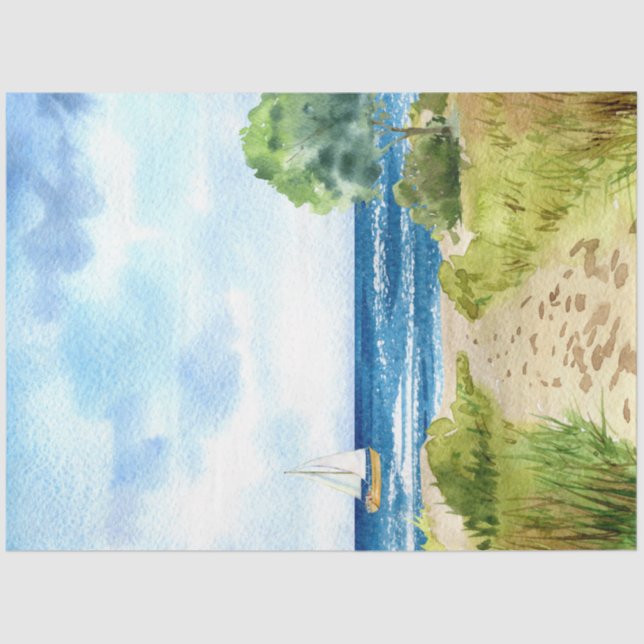 Papier Mousseline Aquarelle Seascapes Series Design 10 (Recto)