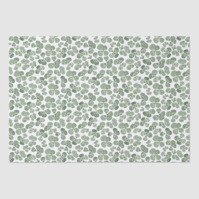 Papier Mousseline Aquarelle Shamrock St. Patrick's Clover Patterned (Recto)