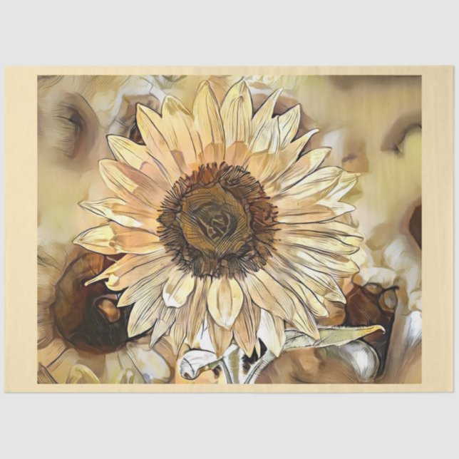 Papier Mousseline Aquarelle Shine Sunflower Collection élégante (Recto)
