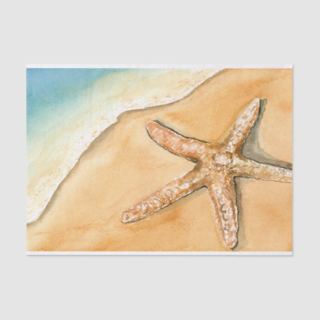 Papier Mousseline Aquarelle Starfish sur la plage (Recto)