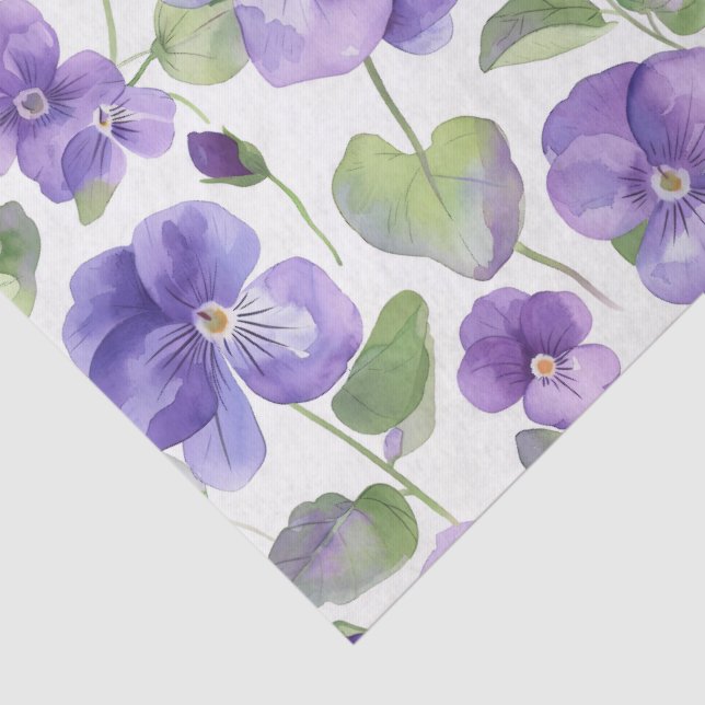 Papier Mousseline Aquarelle Style Pansy violet Type Fleurs (Détail)