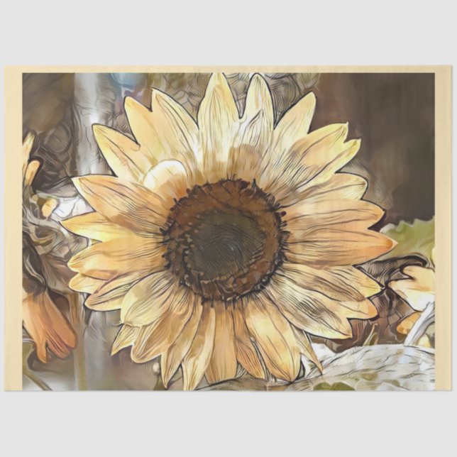 Papier Mousseline Aquarelle Sunflower Collection élégante (Recto)