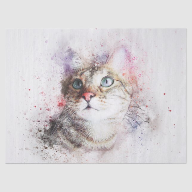 Papier Mousseline Aquarelle Tabby Cat (Recto)